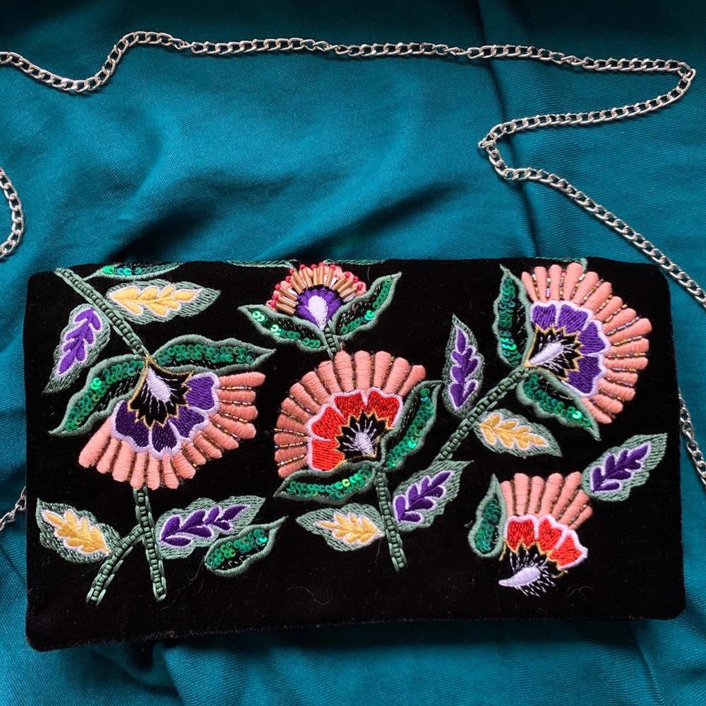 Black velvet crossbody purse